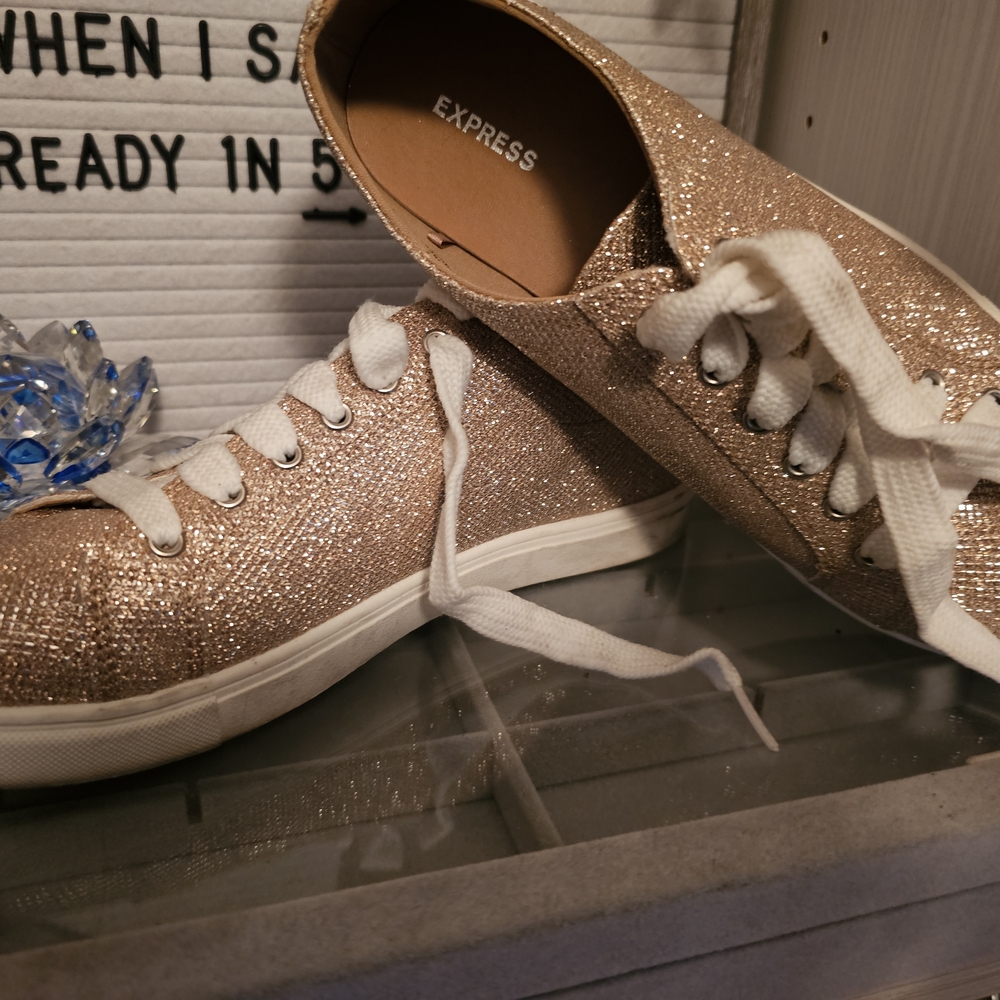 Express Women's Sparkle Sneakers - Champagne